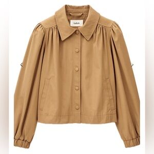 ba&sh Camel Tan Button-Front Puff-Sleeve Utility Jacket